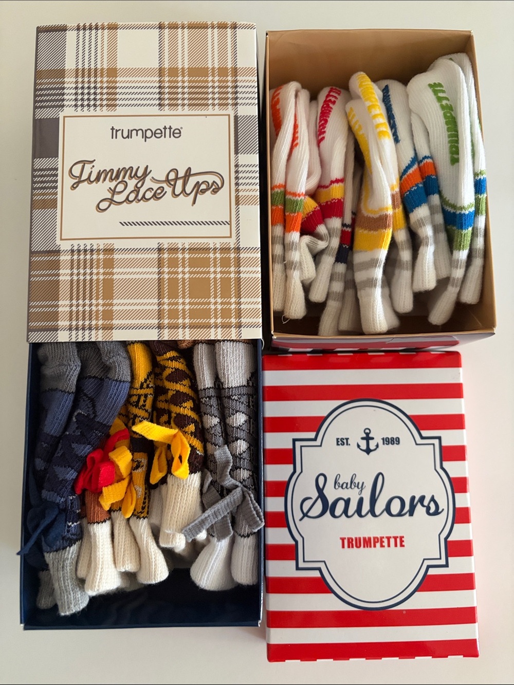 Trumpette Assorted Crew Socks Pack - White, Yellow, Blue, Green, Red, Gray